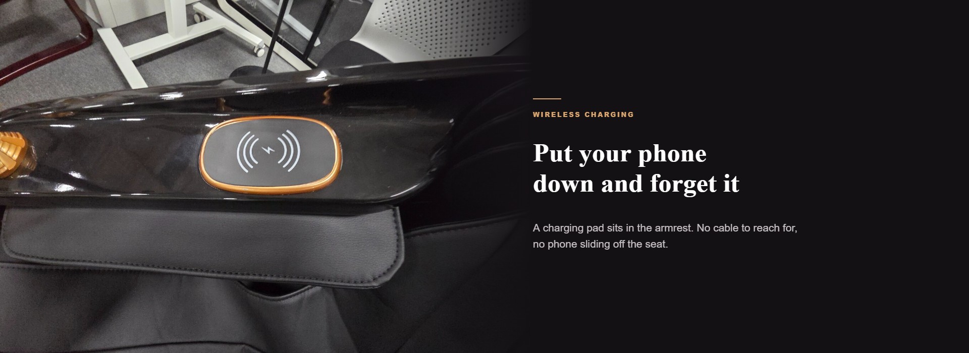 Wireless charging pad built into the armrest