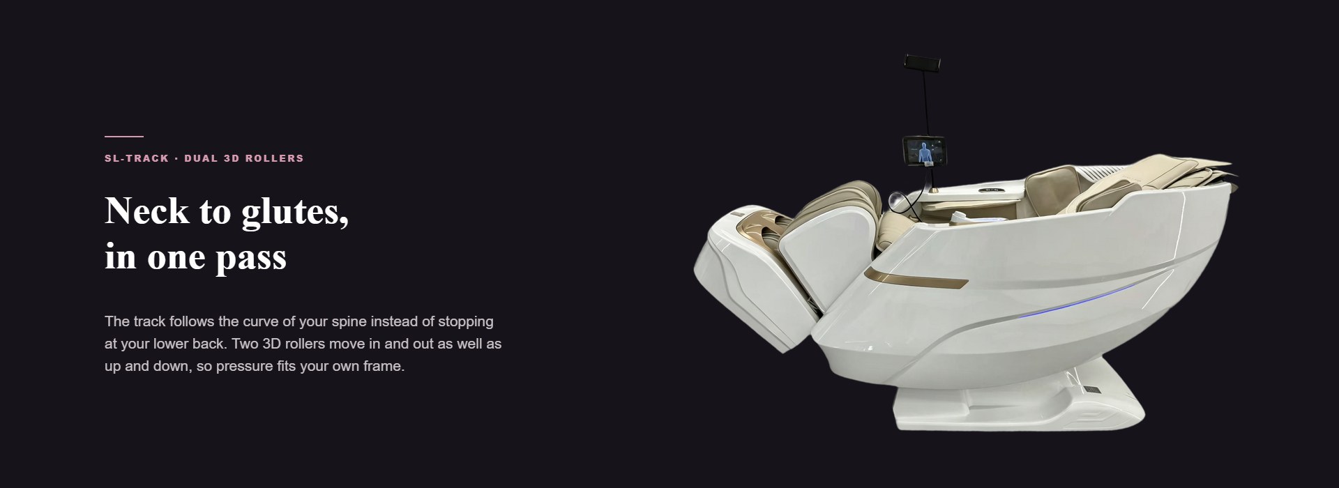 SL-track with dual 3D rollers following the spine