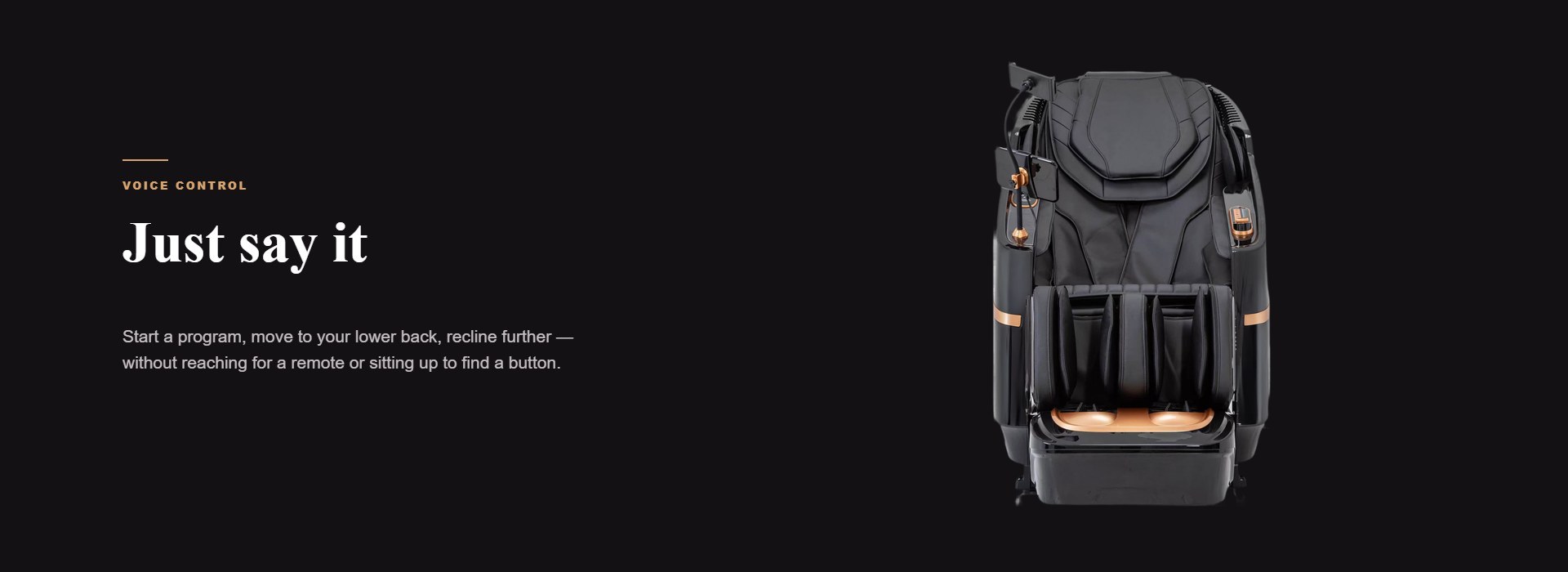 Voice control — Legend massage chair front view